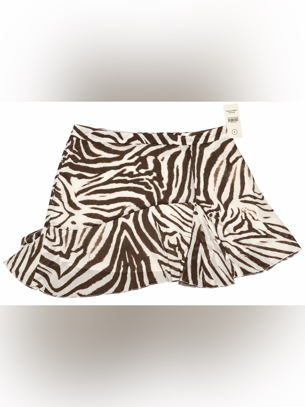 No Boundaries Brown and White Zebra Ruffle Mini Skirt
